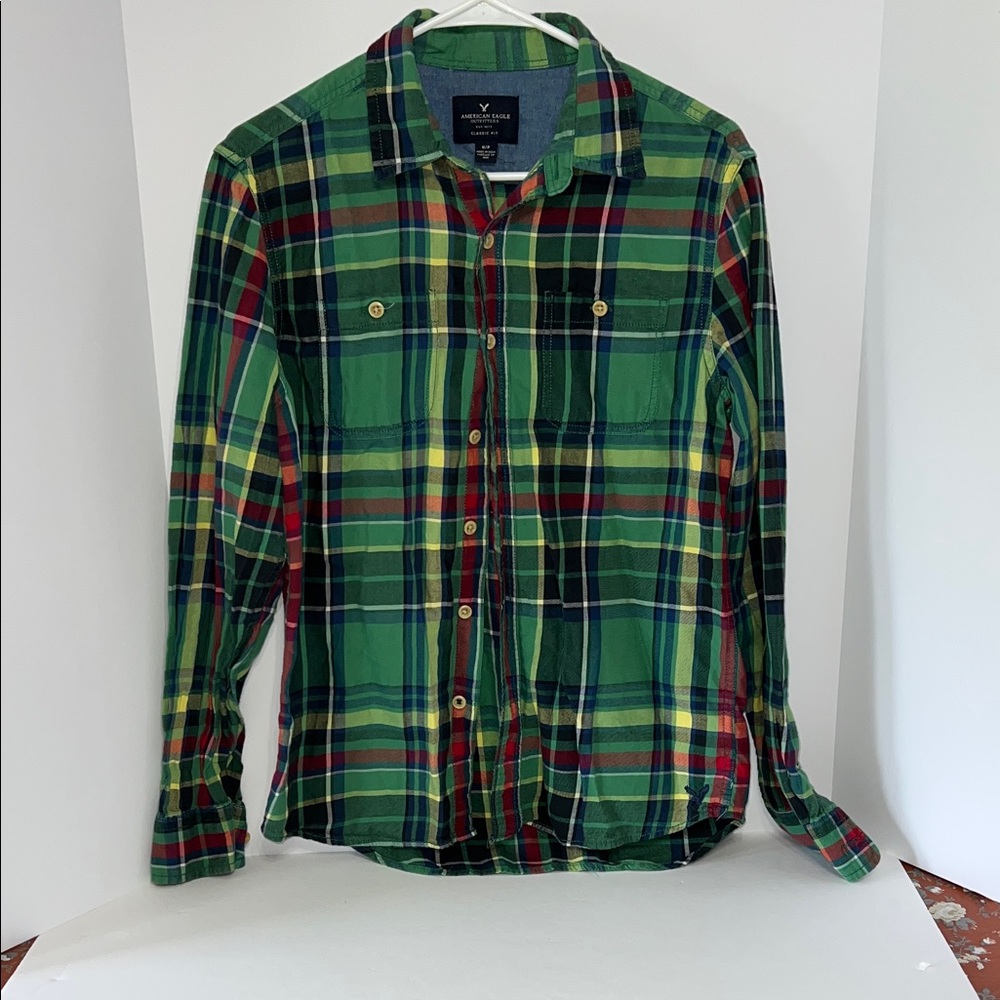 American Eagle Outfitters multicolor plaid men's button up
